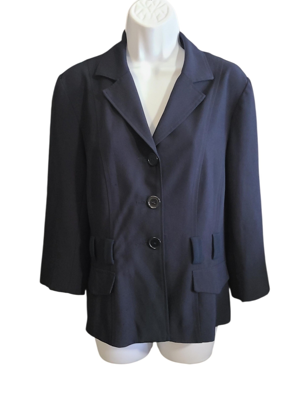 Women's Navy Single-Breasted Blazer Jacket